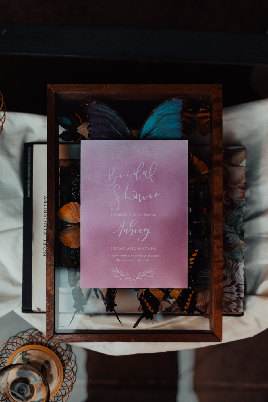 Boho bridal shower invitation with butterflies