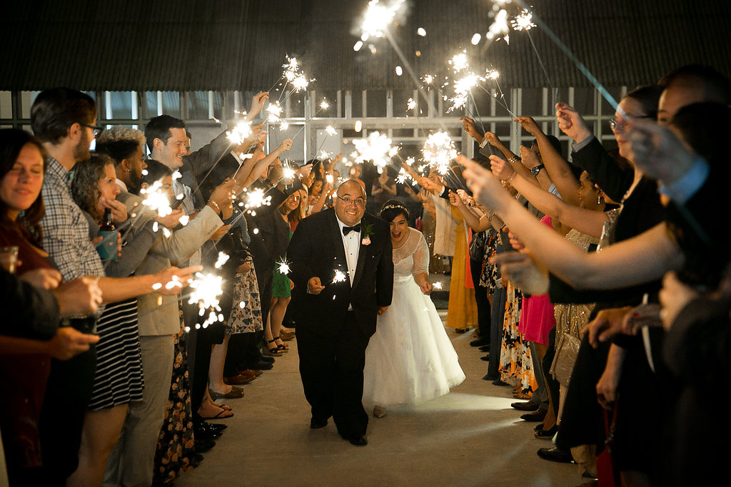 Wedding exit with sparklers