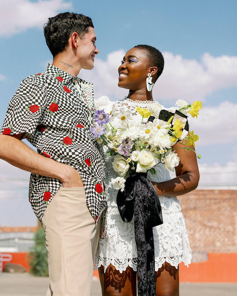 The Greenhouse Creative elopement couple in cute clothes