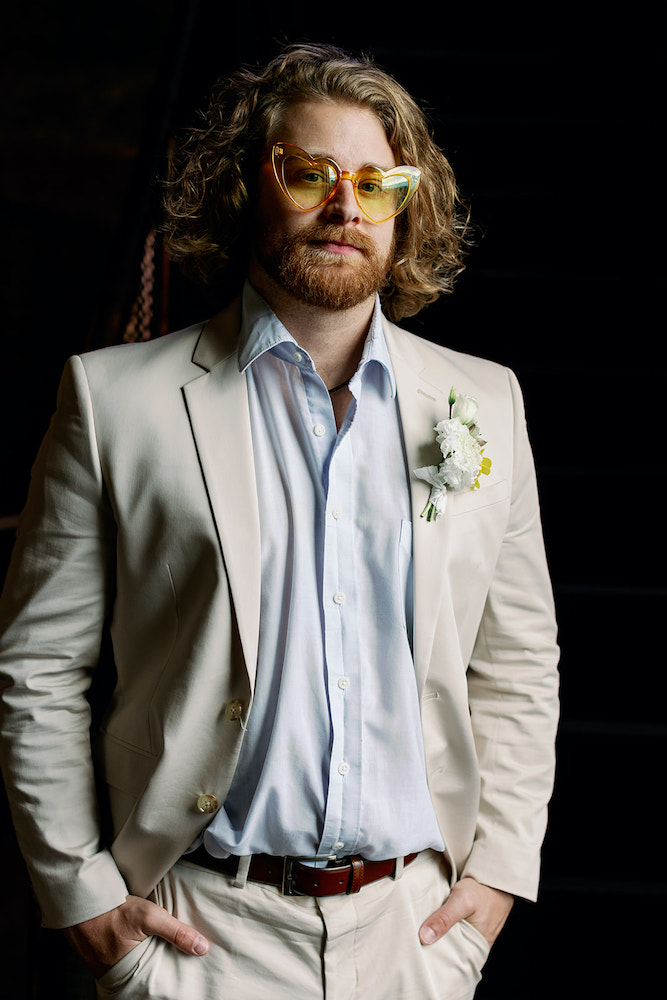 The Greenhouse Creative groom portrait with fun sunglasses