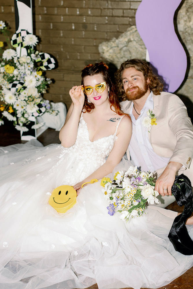 The Greenhouse Creative wedding couple wearing fun sunglasses